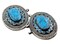 The Bead Chest Turquoise Blue Oval Inlaid Afghan Silver Pendant 58x51mm Afghanistan White Metal Large Hole
